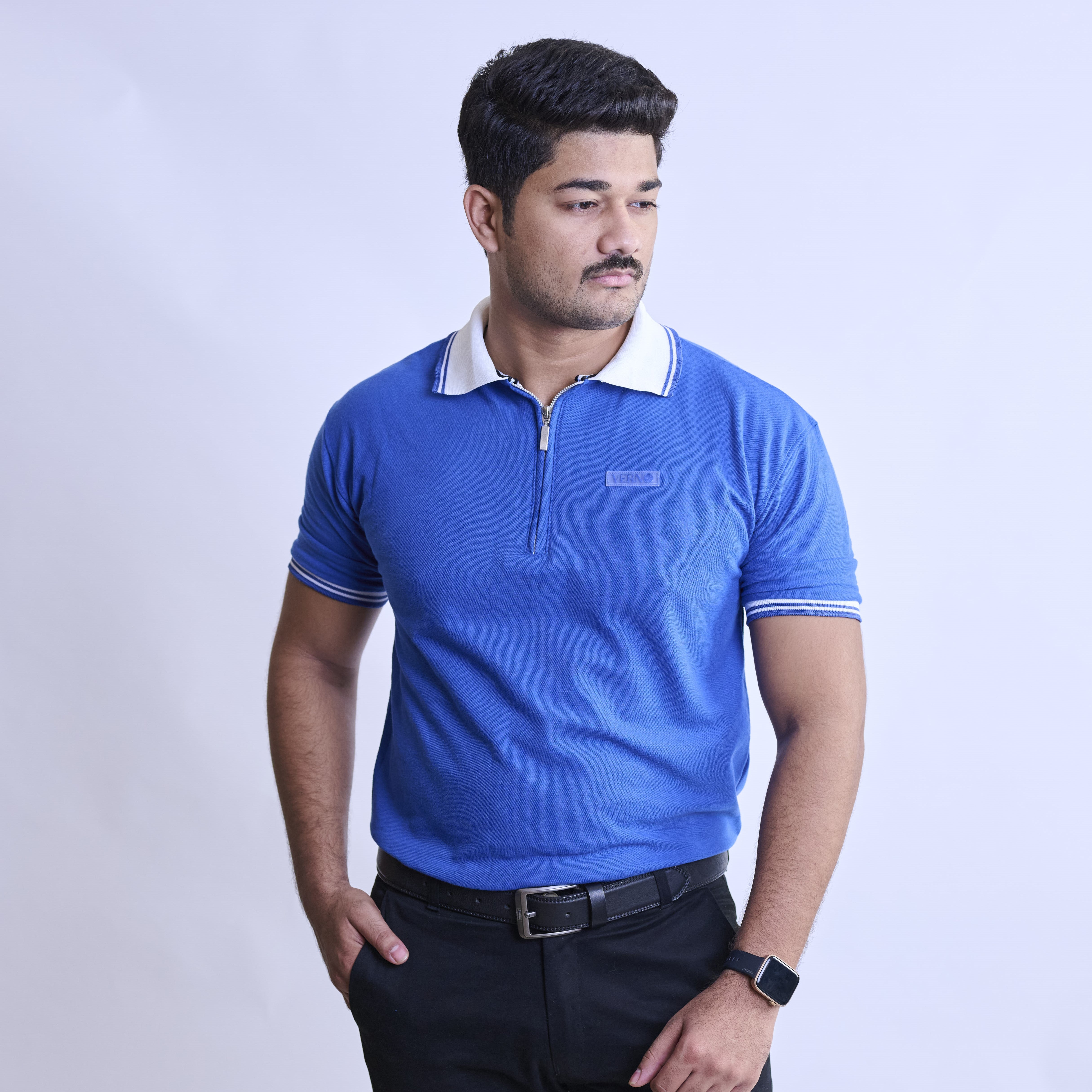 Royal Blue Zipped Polo